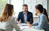 CPA financial consultant meeting with small business owners to discuss cash flow management, business strategy, pricing decisions, and financial planning.